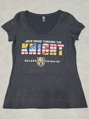 District Made Black Golden Knights Red, White & Blue Accent V-Neck Size Med.